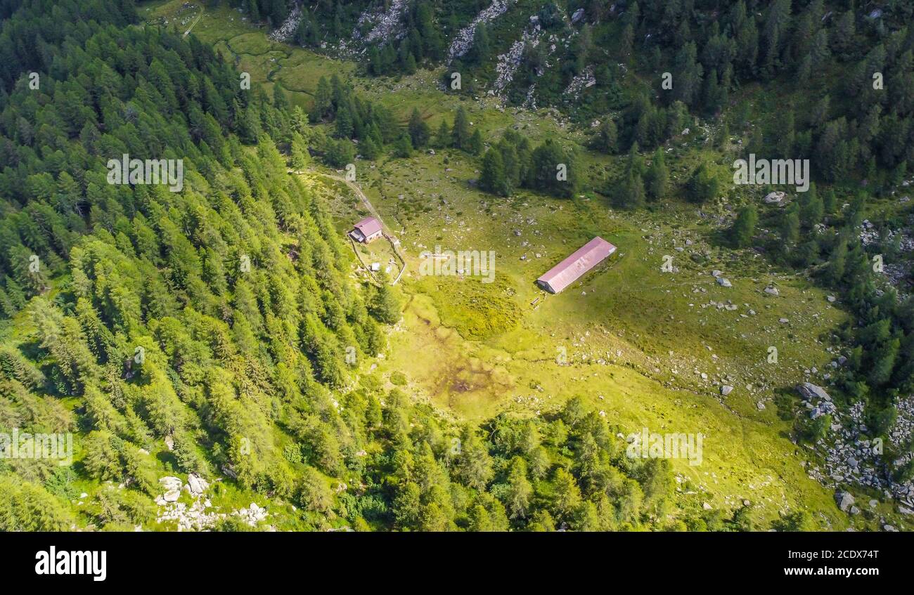 Alpine refuge (Artuick hut) inside Sole Valley in the heart of Stelvio