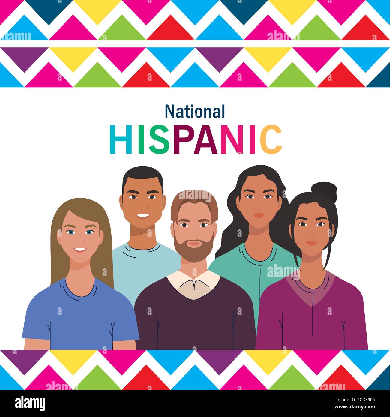 Latin Women And Men Cartoons Of National Hispanic Heritage Month Vector