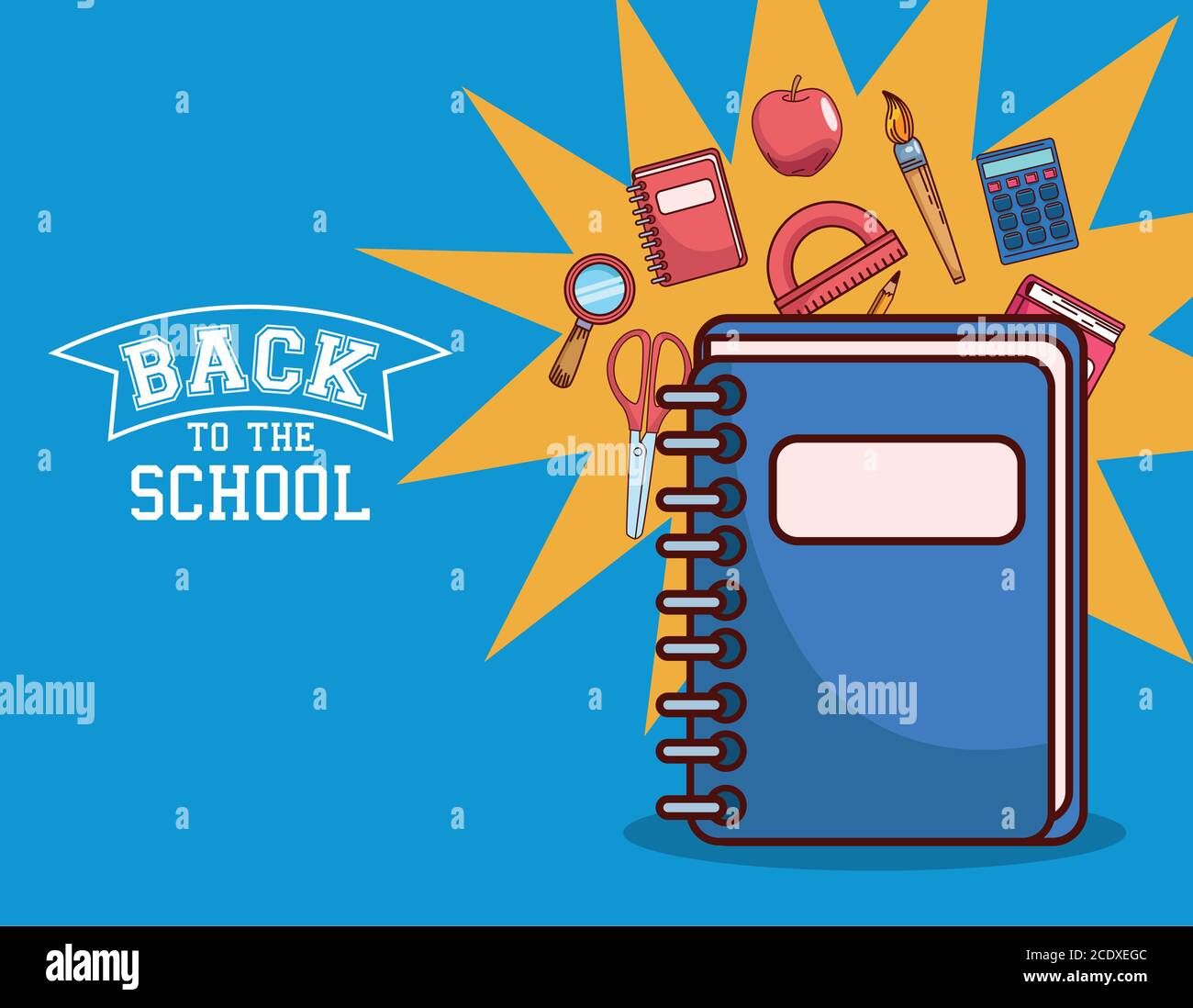 notebook with icon set design, Back to school eduacation class and ...