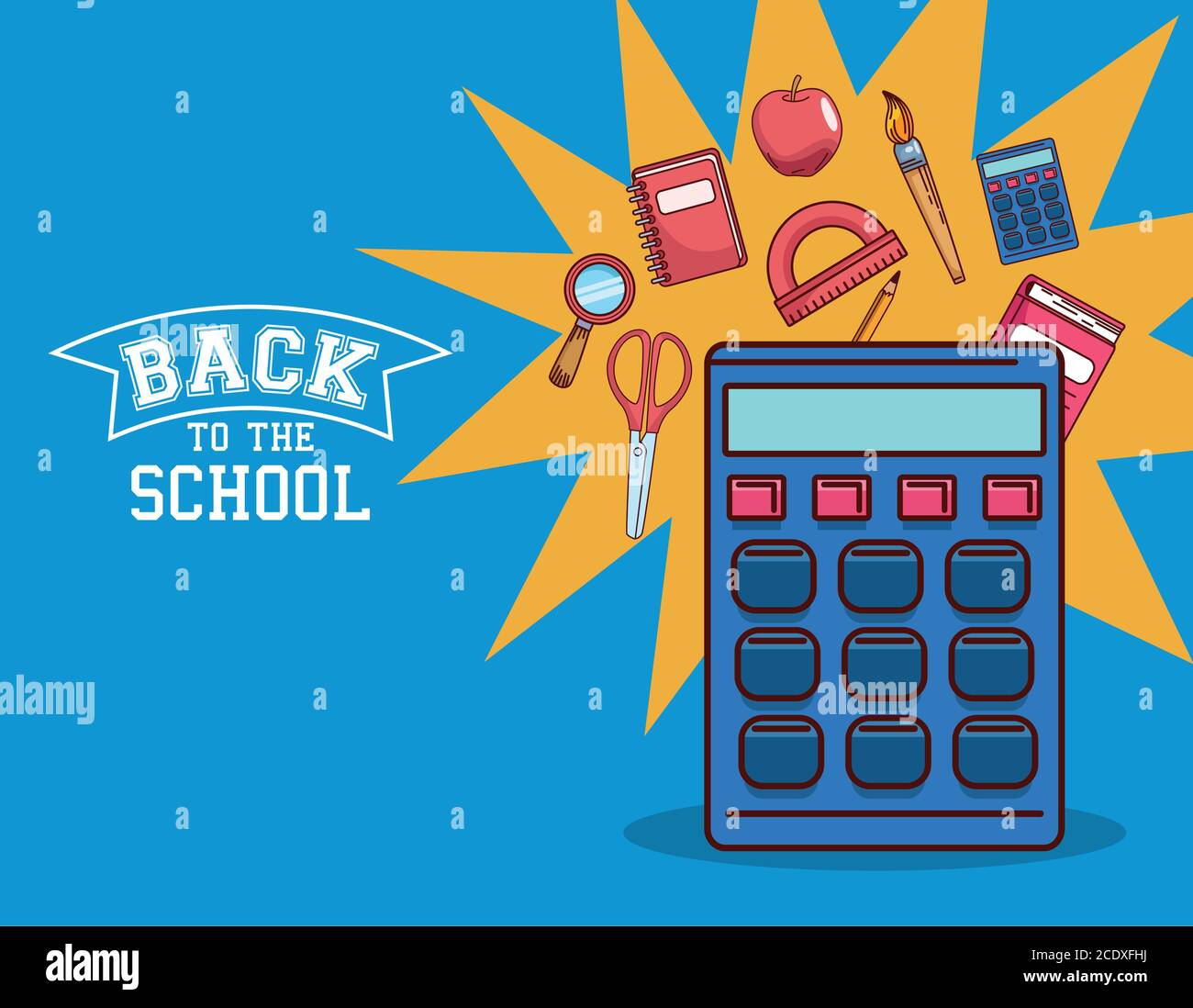 calculator with icon set design, Back to school eduacation class and ...
