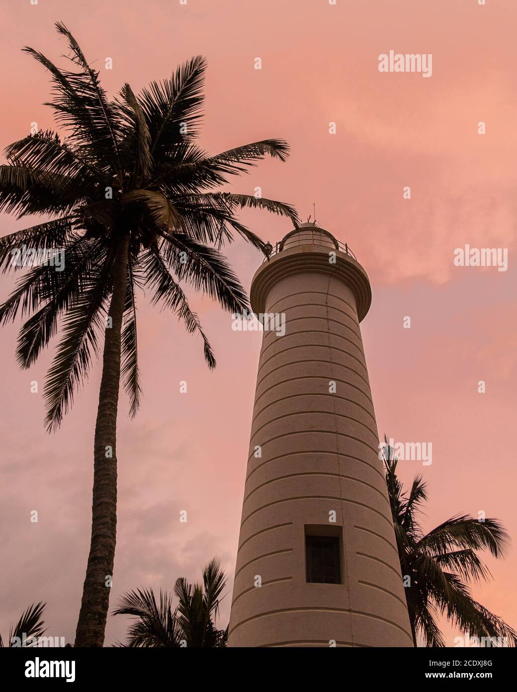 The Galle Lighthouse of Sri Lanka during evening sunset Stock Photo