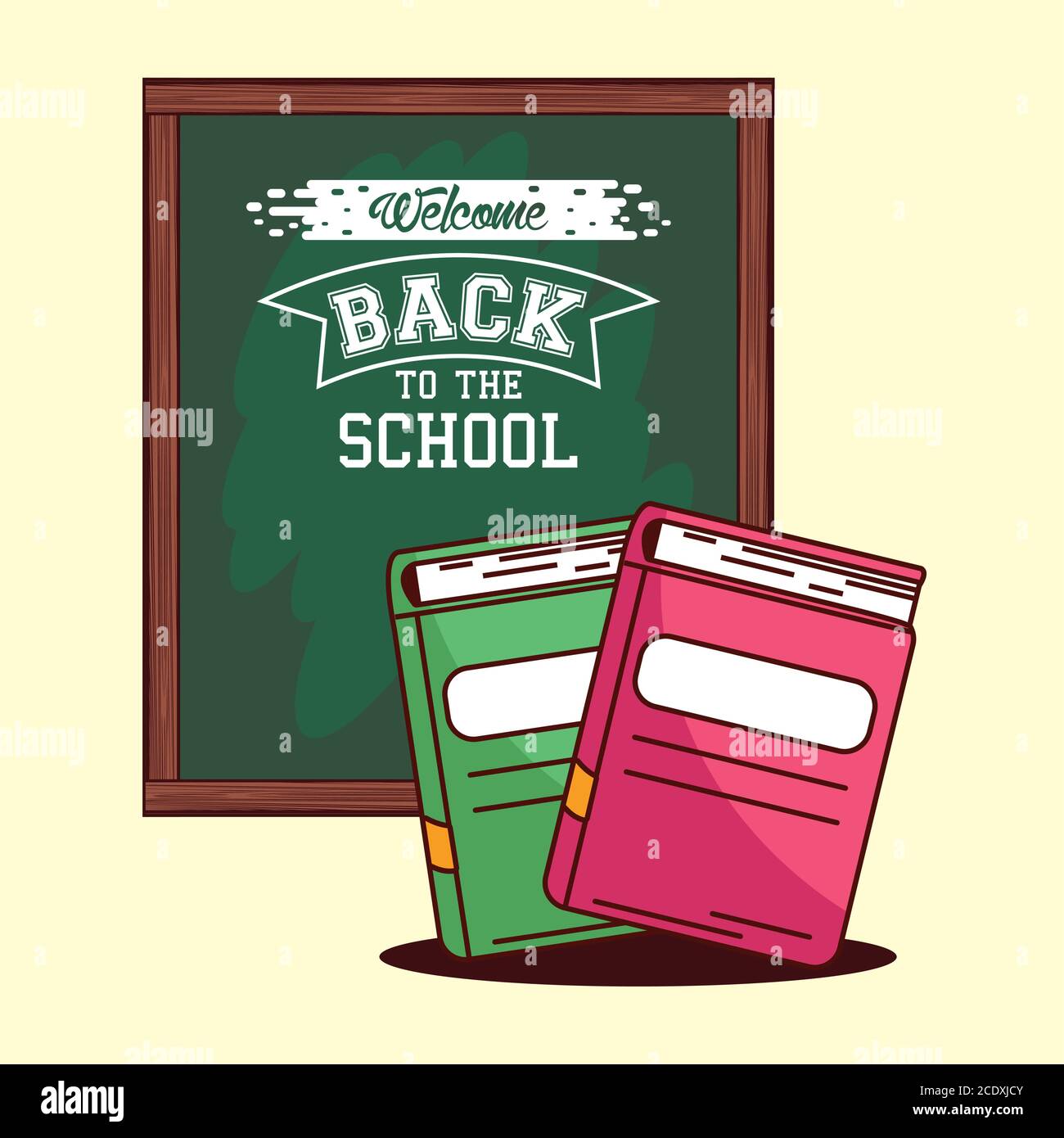 green board with notebooks design, Back to school eduacation class and ...