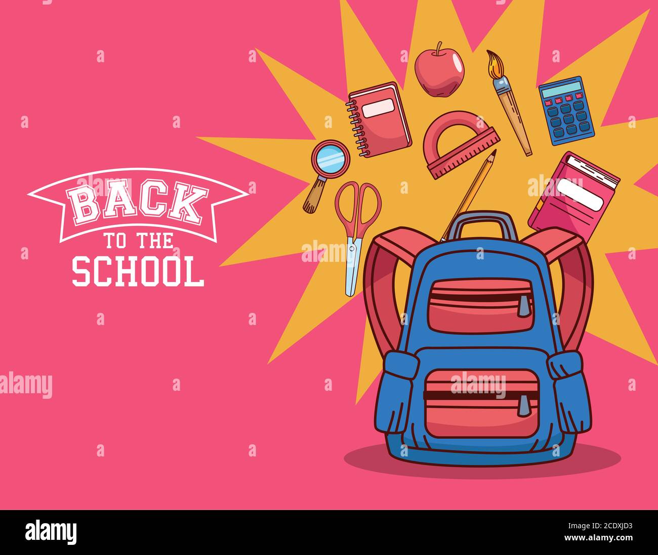 bag with icon set design, Back to school eduacation class and lesson ...