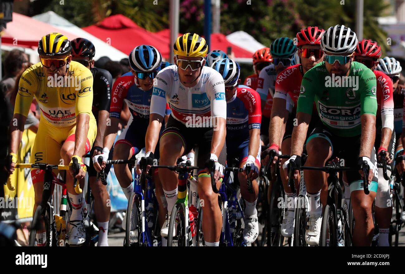 Cycling - Tour de France - Stage 2 - Nice Haut Pays to Nice - France -  August 30, 2020. UAE Team Emirates rider Alexander Kristoff of Norway,  wearing the overall leader's