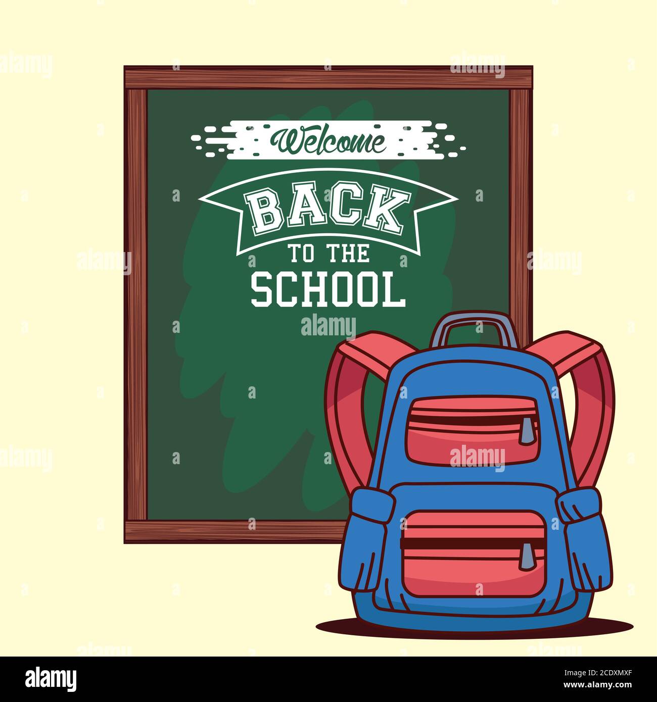 green board with bag design, Back to school eduacation class and lesson ...