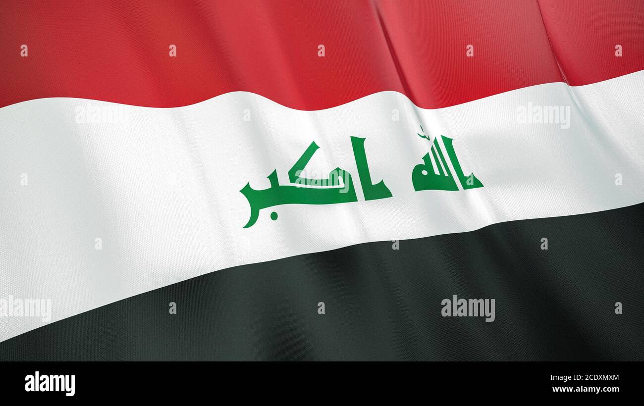The waving flag of Iraq . High quality 3D illustration. Perfect for news, reportage, events. Stock Photo