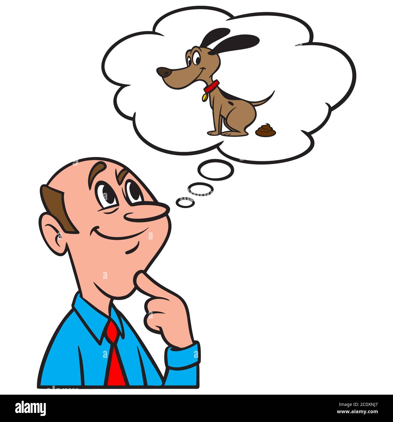 Thinking About Dog Poop- An Illustration of a Person Thinking About a ...