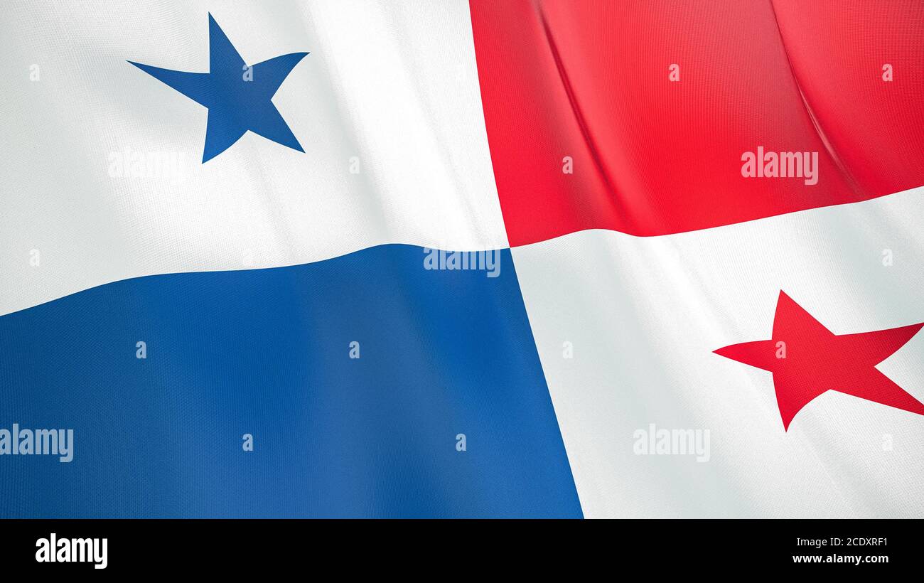 The waving flag of Panama . High quality 3D illustration. Perfect for news, reportage, events. Stock Photo