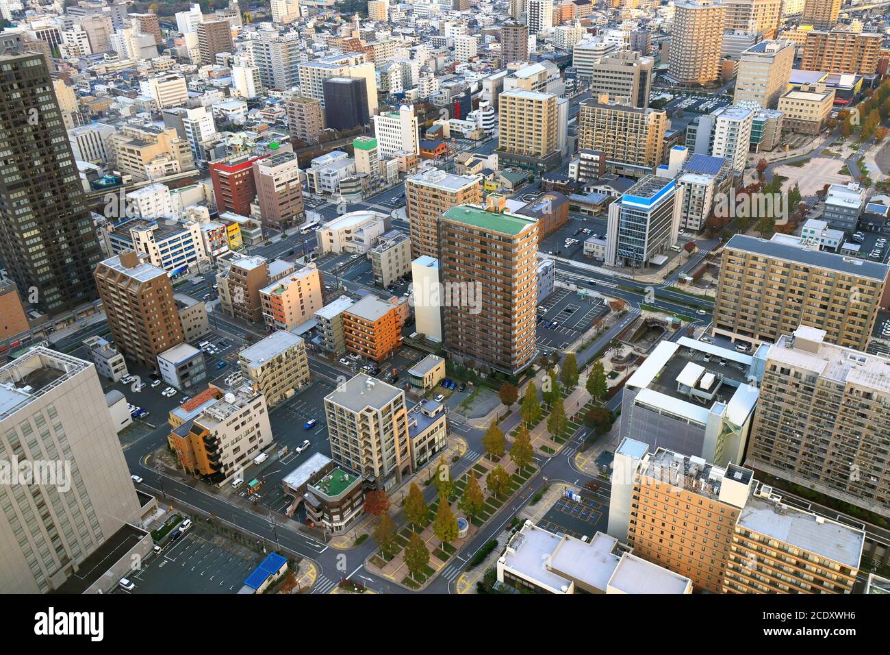 Aerial view of the beautiful modern cityscape in the morning at Hamamatse,Shizuoka,Japan. Stock Photo