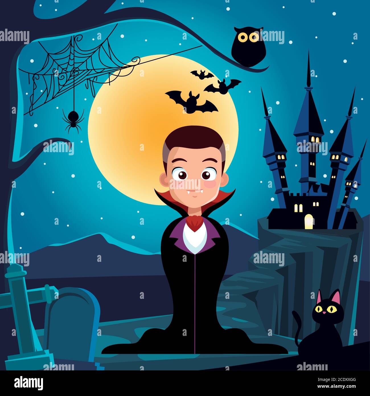 Premium Vector  Halloween vampire illustration. illustration of a vampire  child who appears on halloween night.