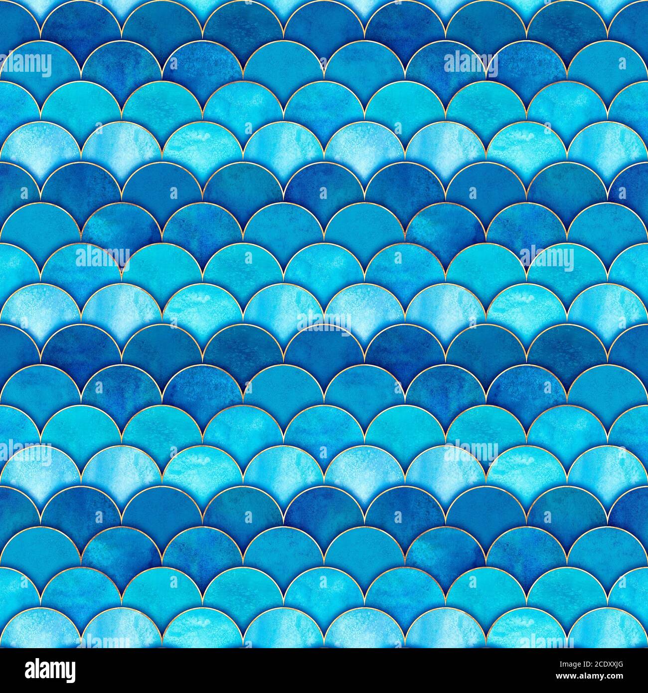 Mermaid fish scale wave japanese magic seamless pattern