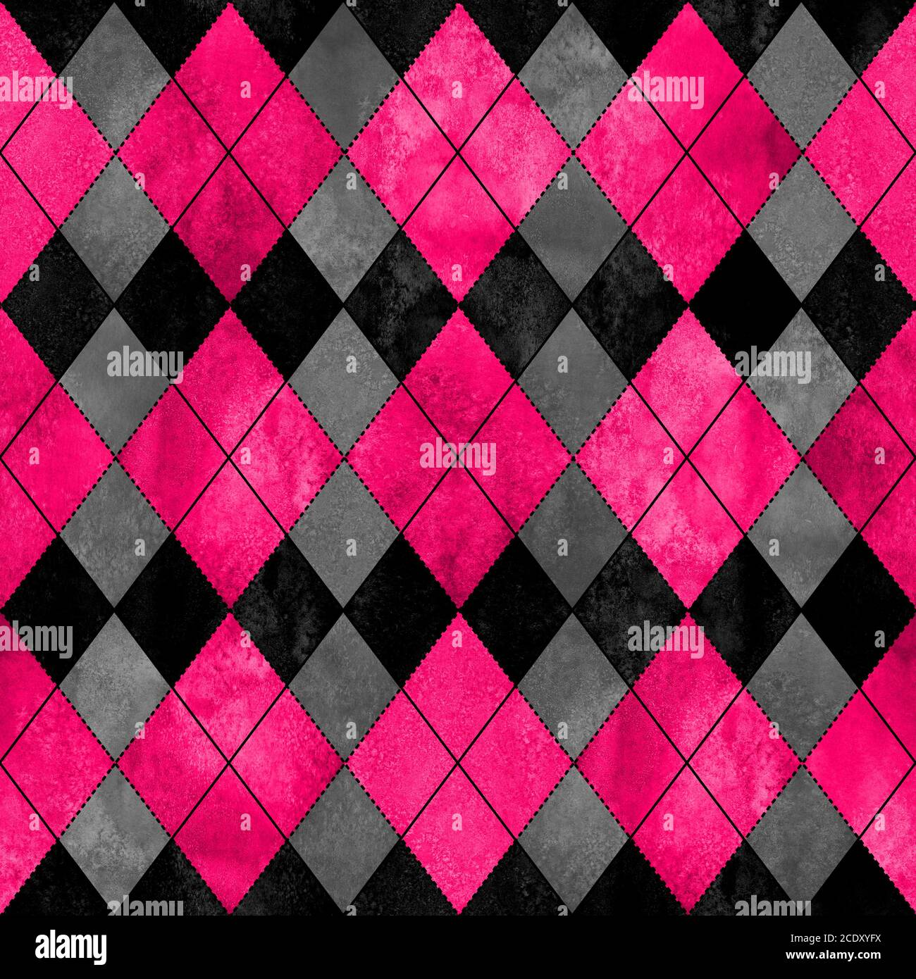 Colorful argyle seamless plaid pattern. Watercolor hand drawn texture  background. Watercolour pink black grey rhombus shapes background. Print  for clo Stock Photo - Alamy