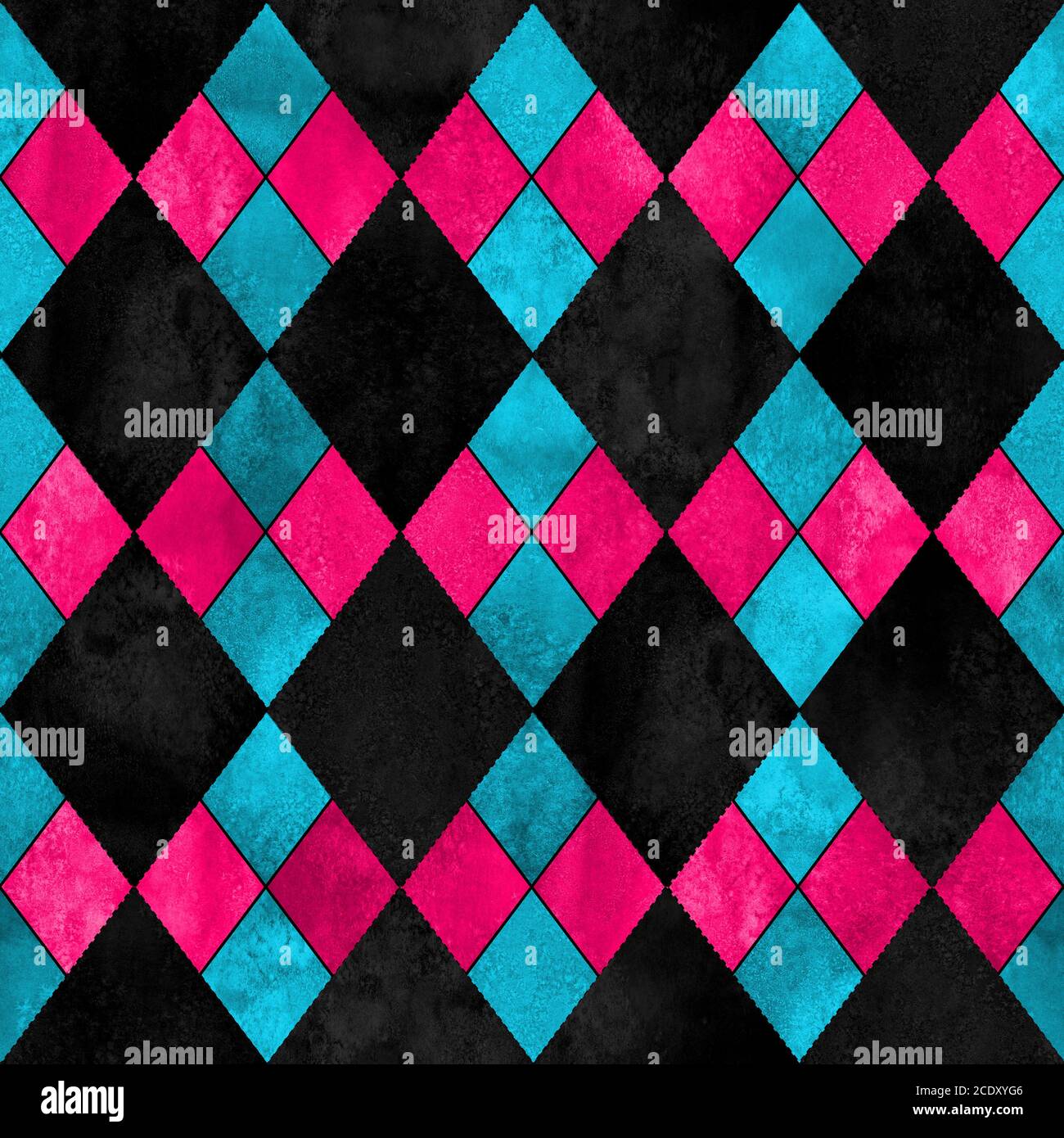 Colorful argyle seamless plaid pattern. Watercolor hand drawn texture  background. Watercolour pink blue black rhombus shapes background. Print  for clo Stock Photo - Alamy, image size:1300x1390
