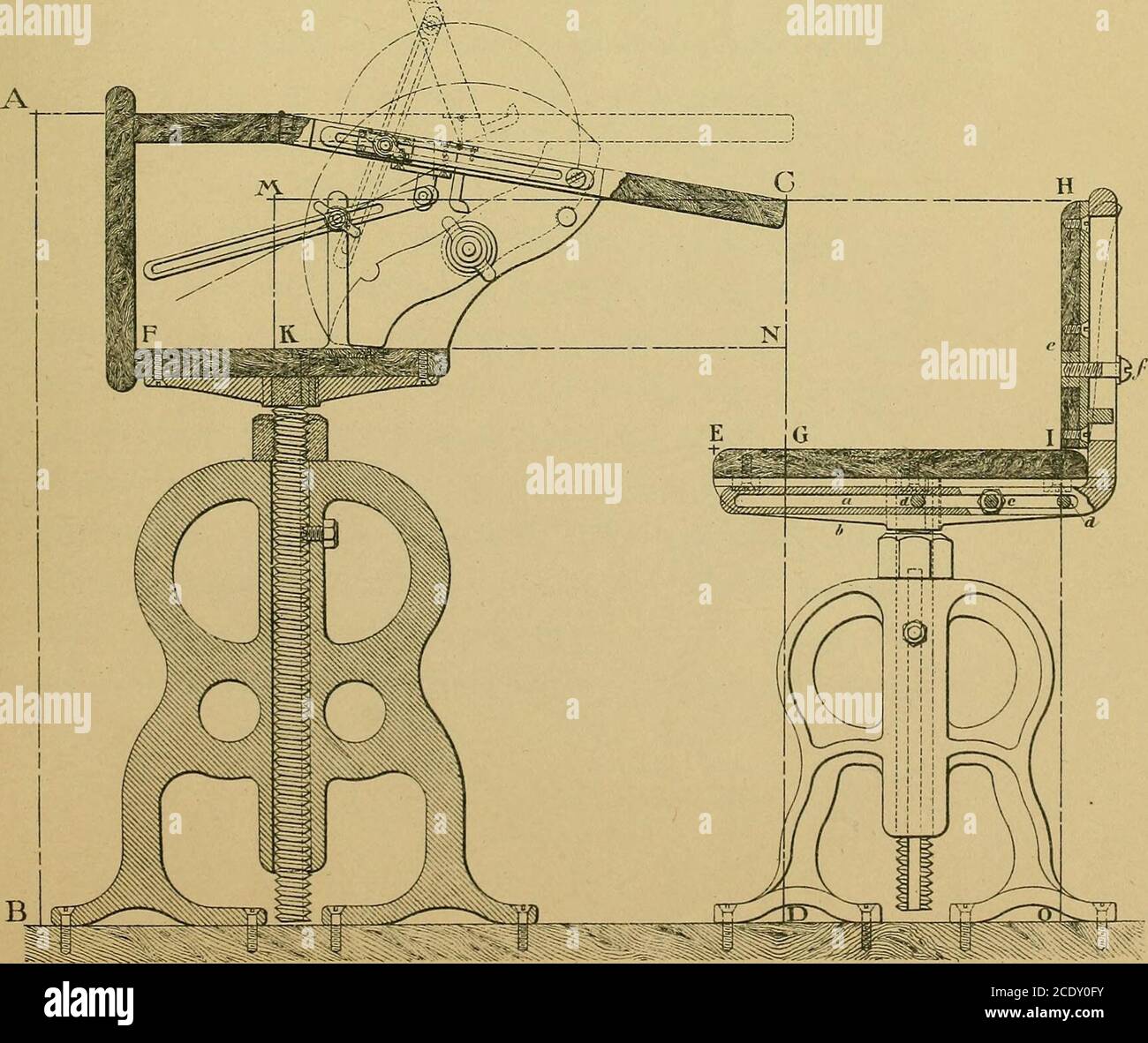 School Furniture Fic 3 Fic 4 School Furniture 11 E Is The Seat Of The Chair Which By Means Of Thescrew F Can Be Vertically Adjusted To Any Point As Shown