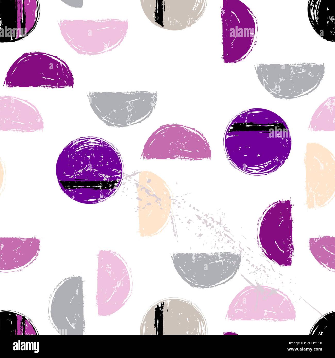 seamless background pattern, with circles/semicircles, paint strokes and splashes Stock Vector