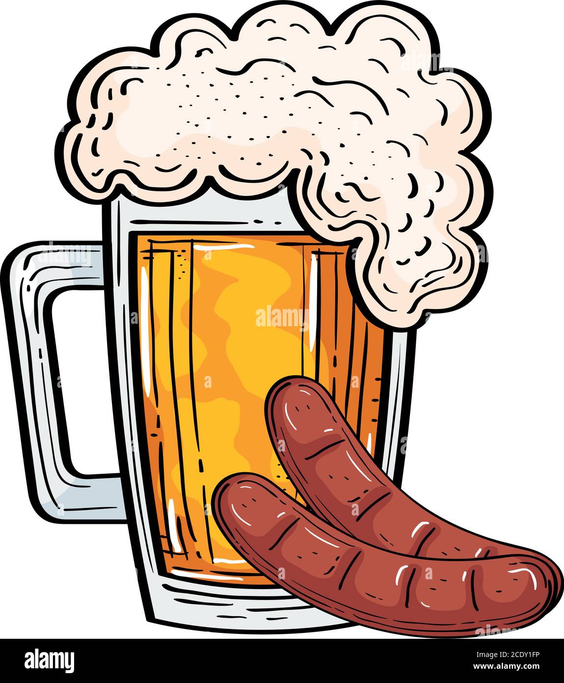 oktoberfest beer glass with sausages vector design Stock Vector Image ...