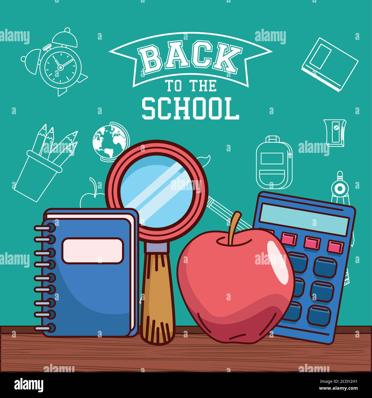 notebook lupe apple and calculator design, Back to school eduacation ...