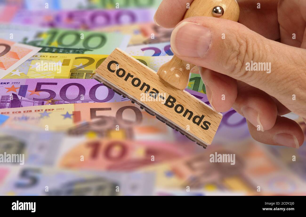 financial help with money and bonds against corona-crisis Stock Photo