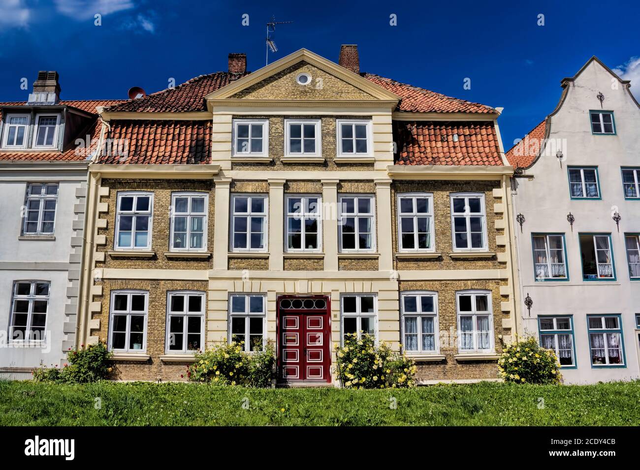 ancient row of houses in Glückstadt, Germany Stock Photo