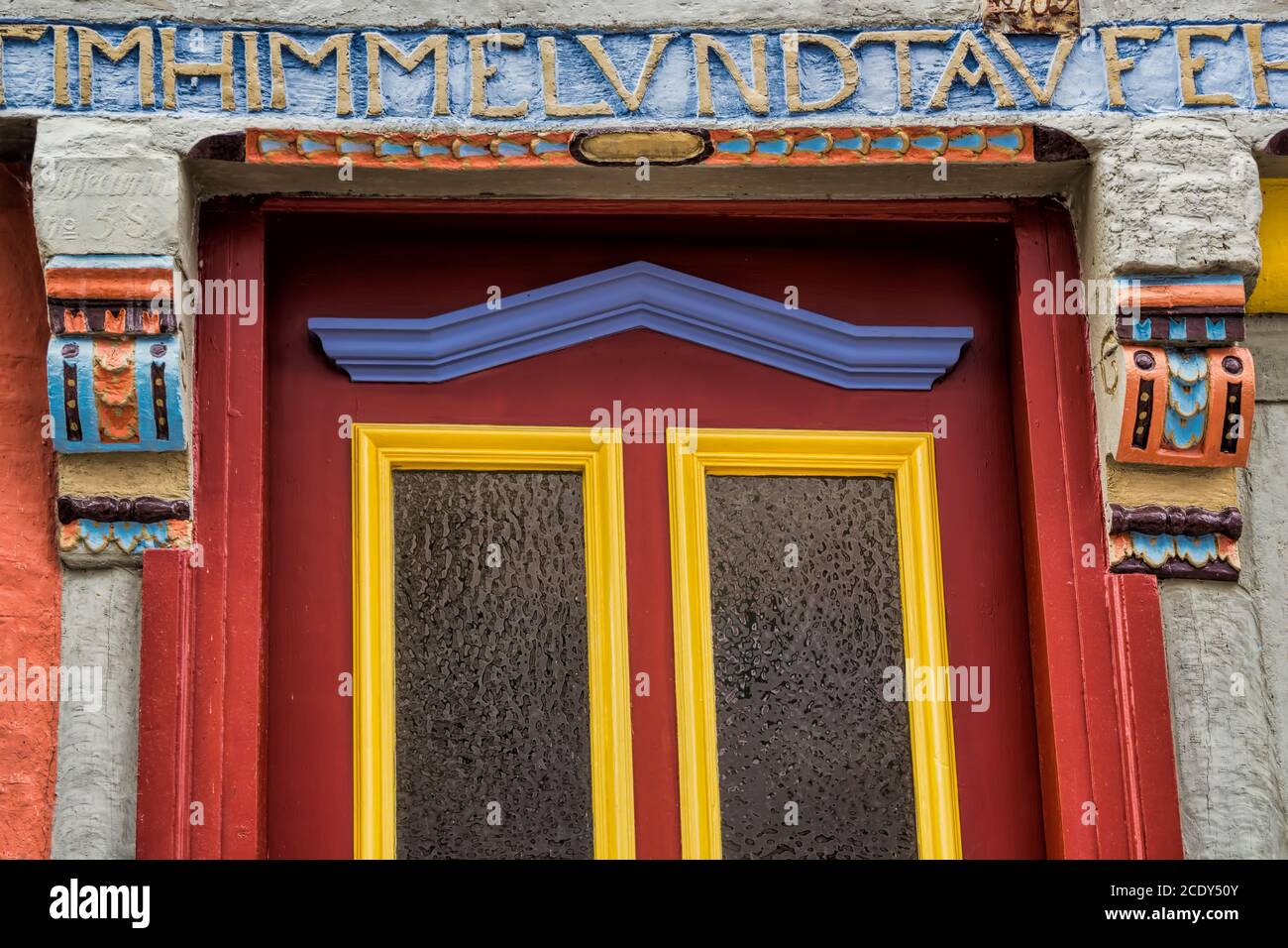 Ancient colorful front door in Lauenburg, Germany Stock Photo