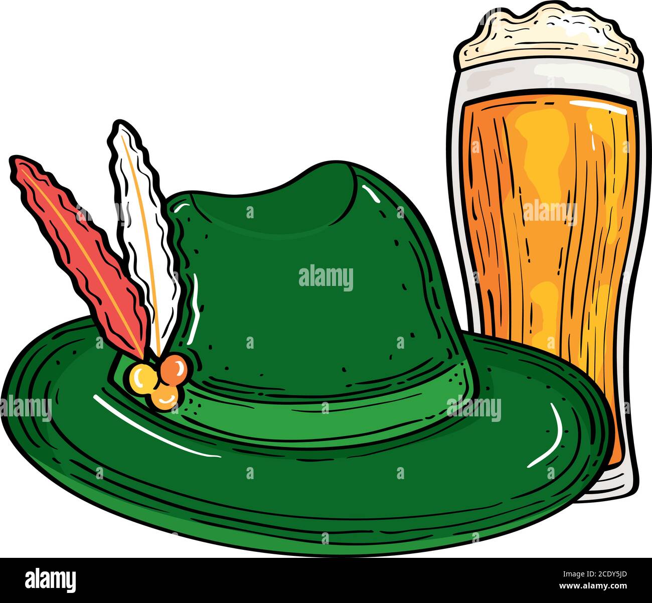 oktoberfest hat with beer glass vector design Stock Vector Image & Art ...