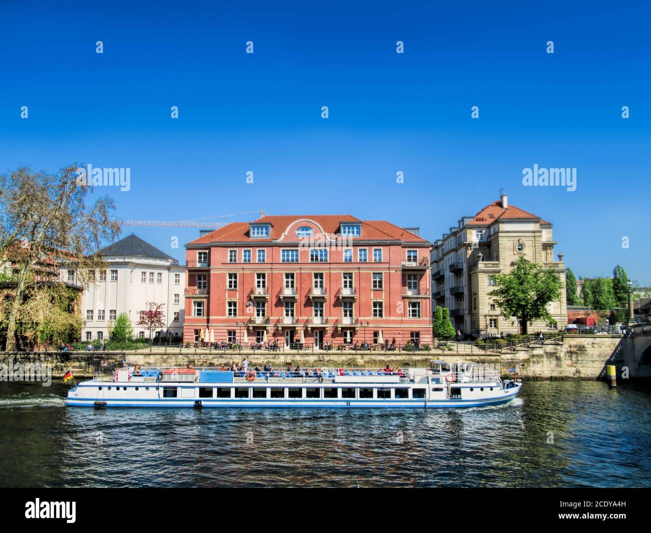 berlin, germany - 23.04.2019 - shore on the river spree in the city center Stock Photo