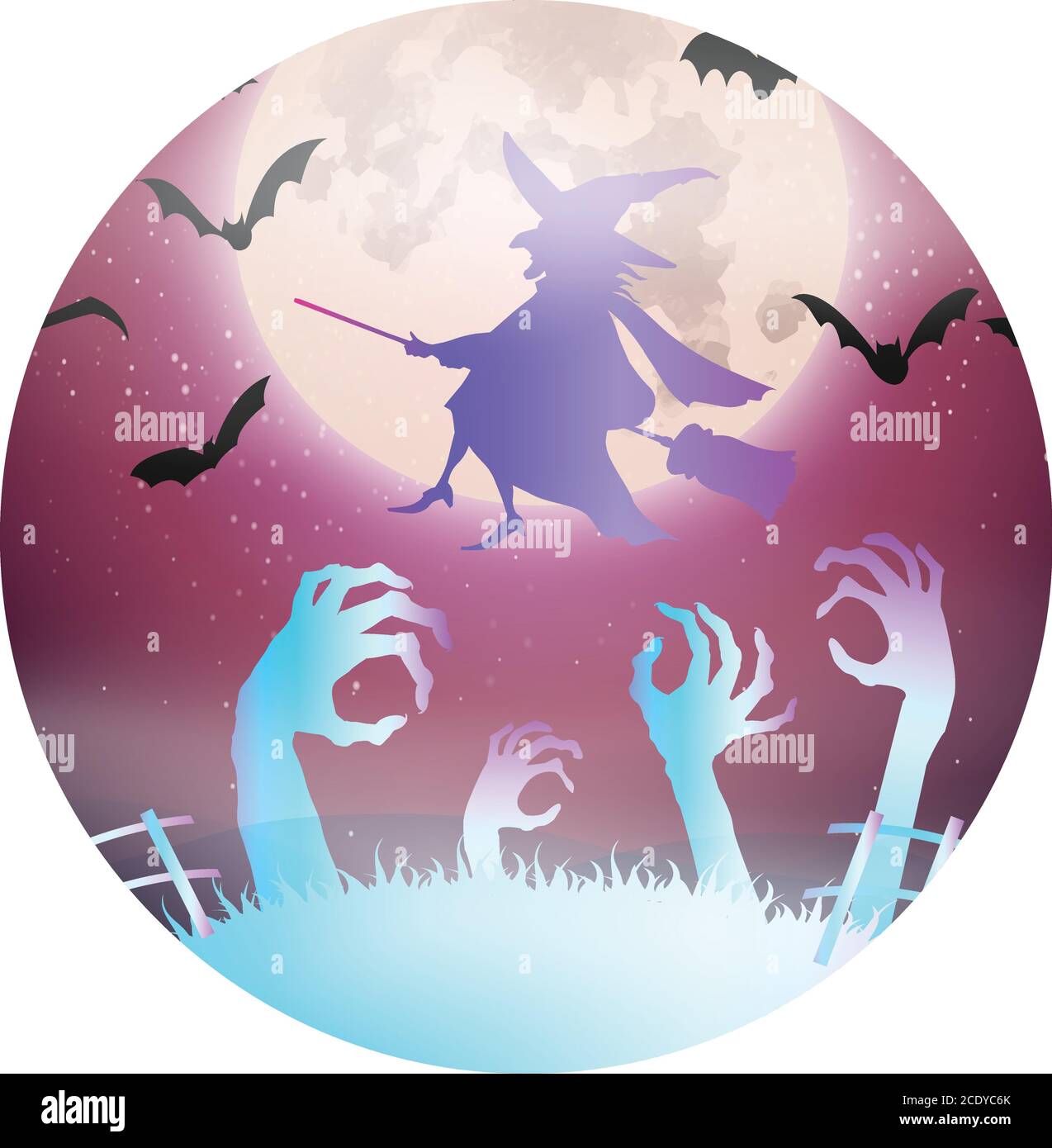 Zombies everywhere! Get into the spirit of halloween with this zombie themed vector. Stock Vector