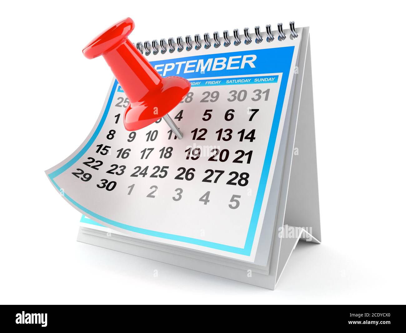 Calendar with thumbtack isolated on white background Stock Photo - Alamy