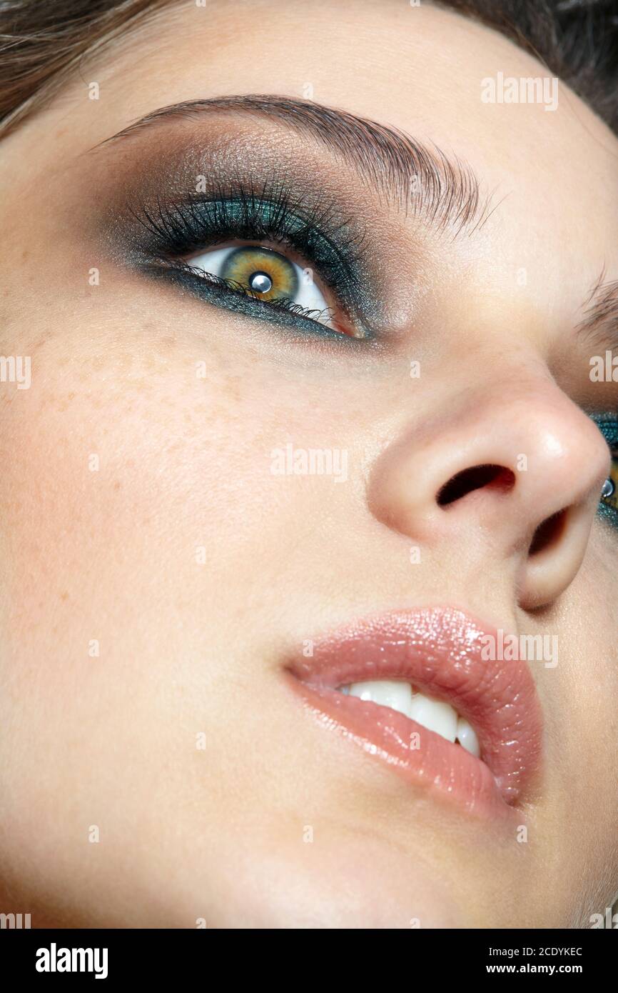 Closeup macro shot of human female eye. Stock Photo