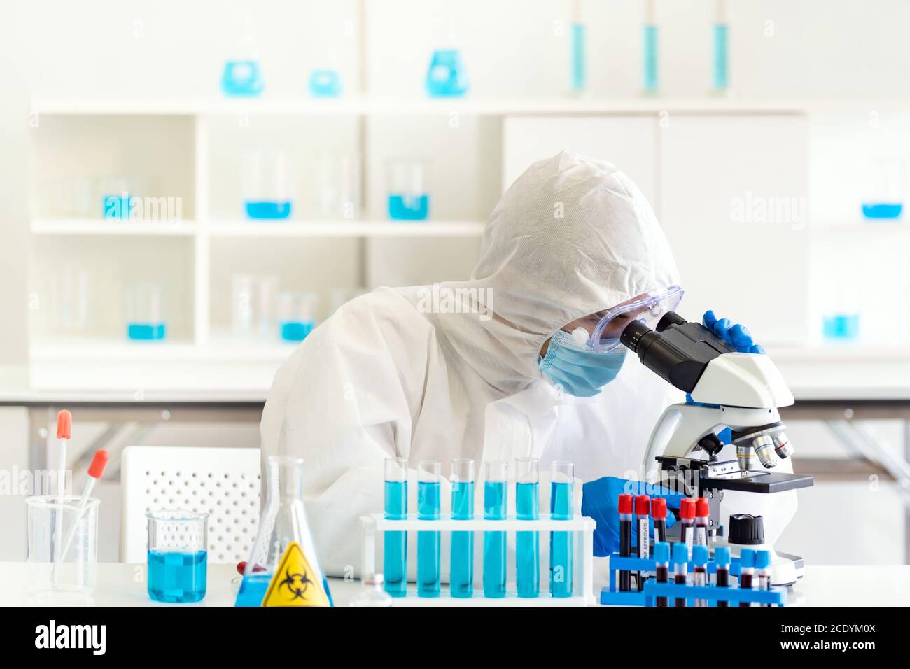 scientist use microscope Stock Photo