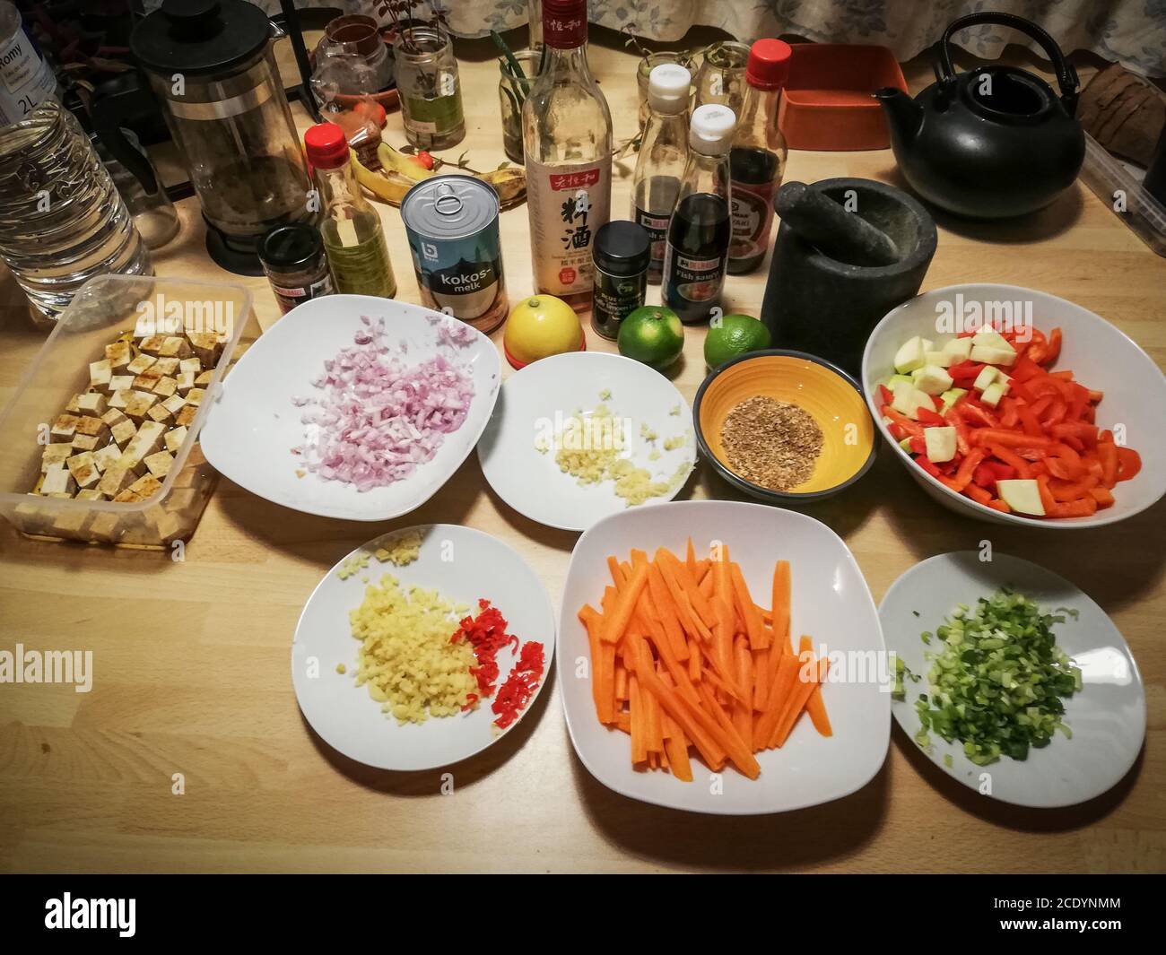 cooking time, curry thai preparation, asian cuisine Stock Photo
