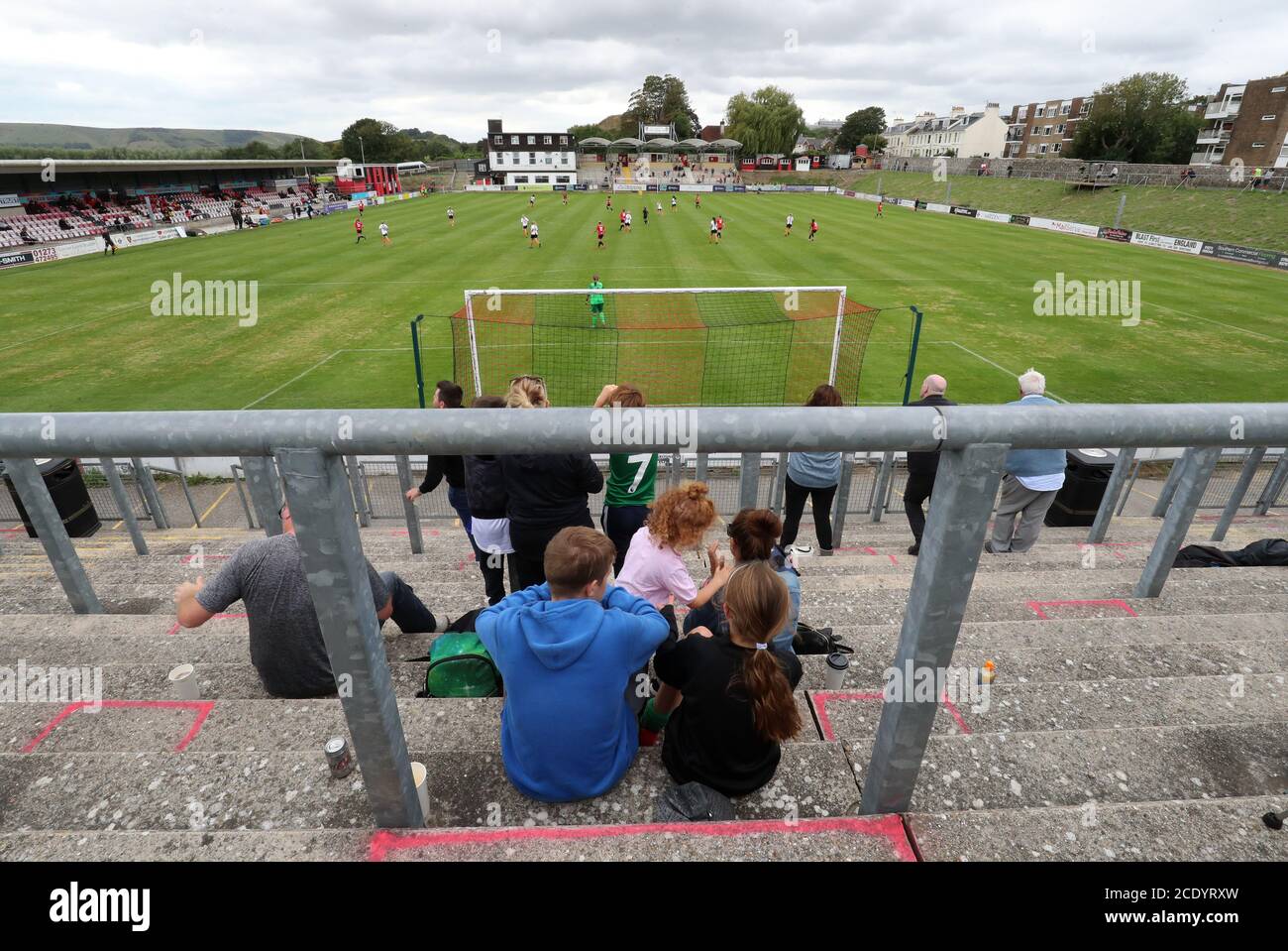 A general view of fans in the stands watching match action during the
