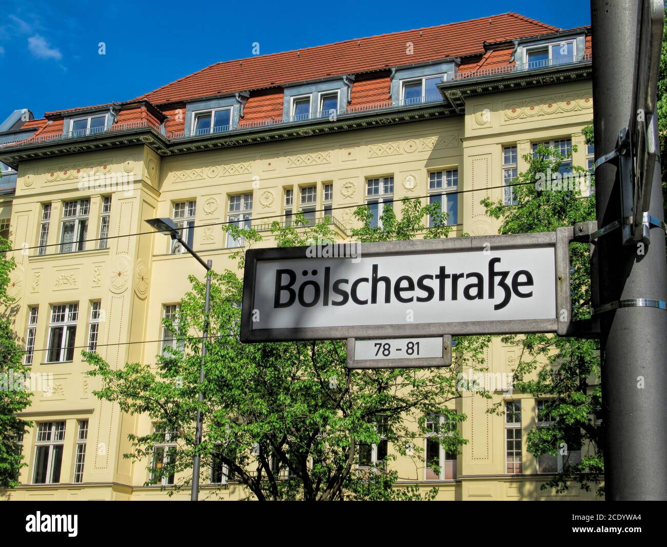 Berlin, Germany - May 21st, 2019 - reorganized old building on the historic bölsche street Stock Photo