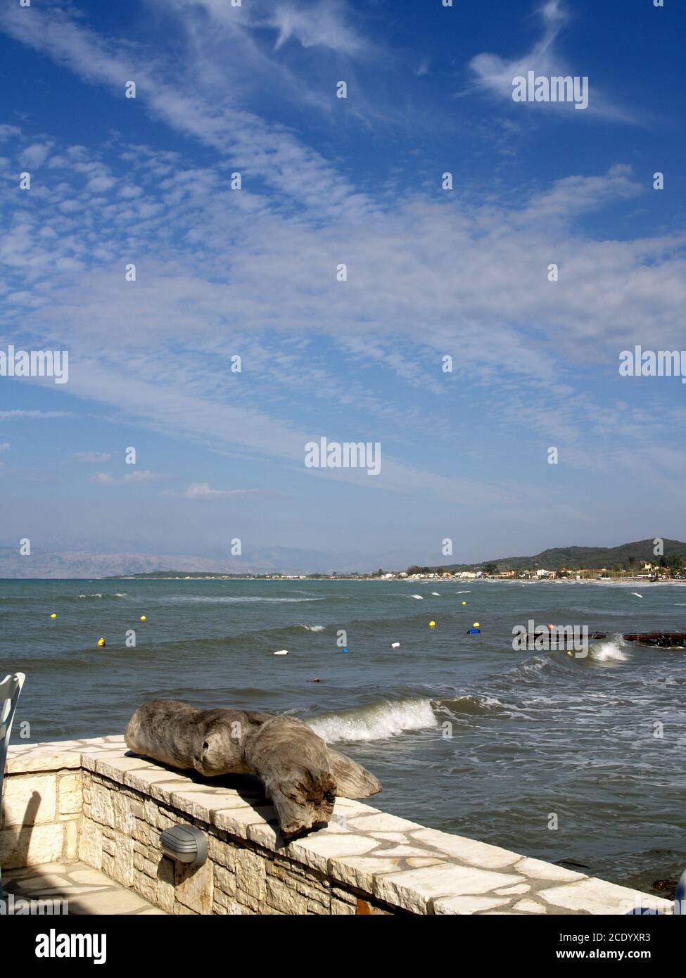 Sea View from The Boathouse, Roda, Corfu, Greece Stock Photo