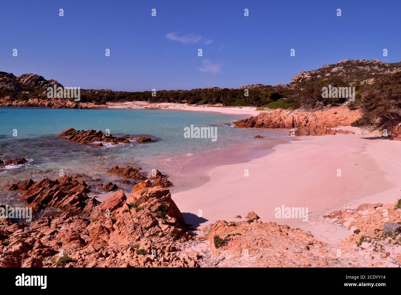 A view of the wonderful Pink Beach in Costa Smeralda, Sardinia, Italy Stock Photo