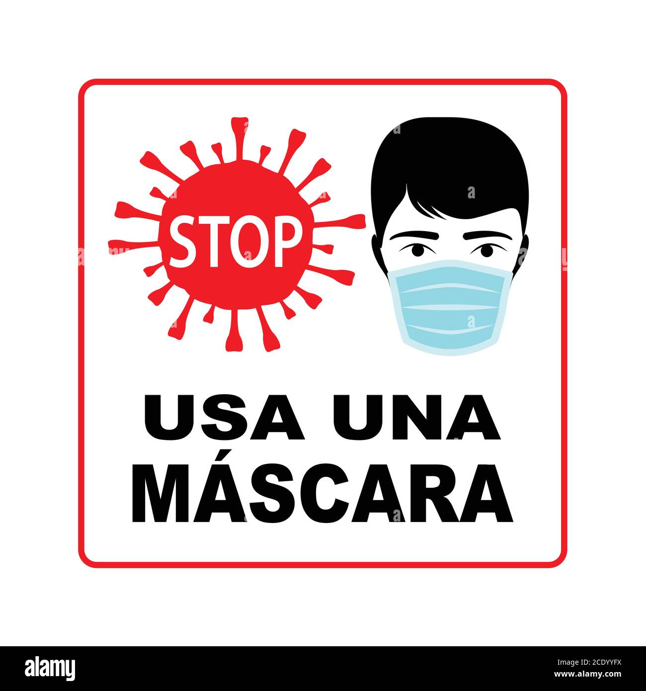 Use a mask stop sign in Spanish language, vector design Stock Vector