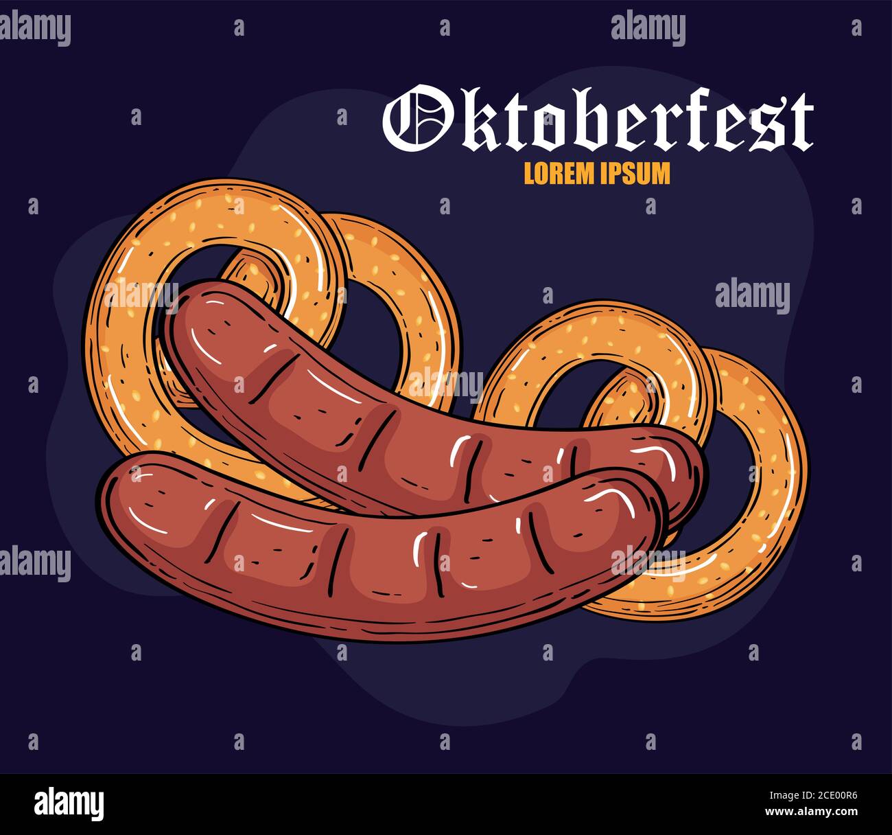 Oktoberfest sausages and pretzels vector design Stock Vector Image ...