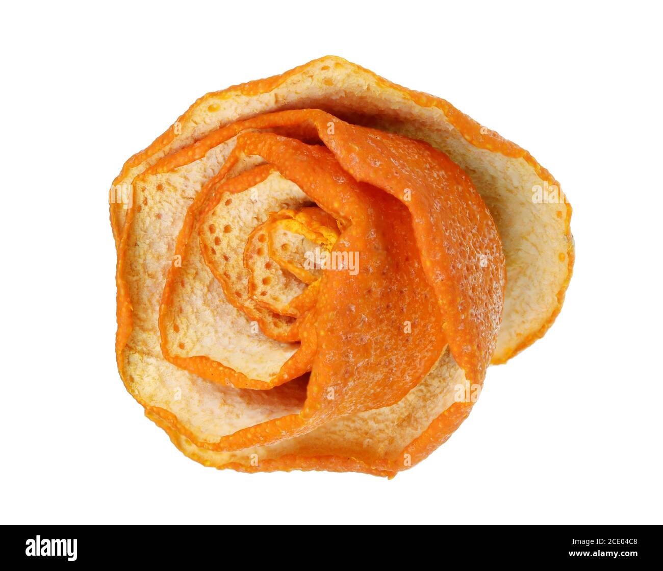 Christmas handmade one rose  flowers  made of dried tangerine peels isolated macro Stock Photo