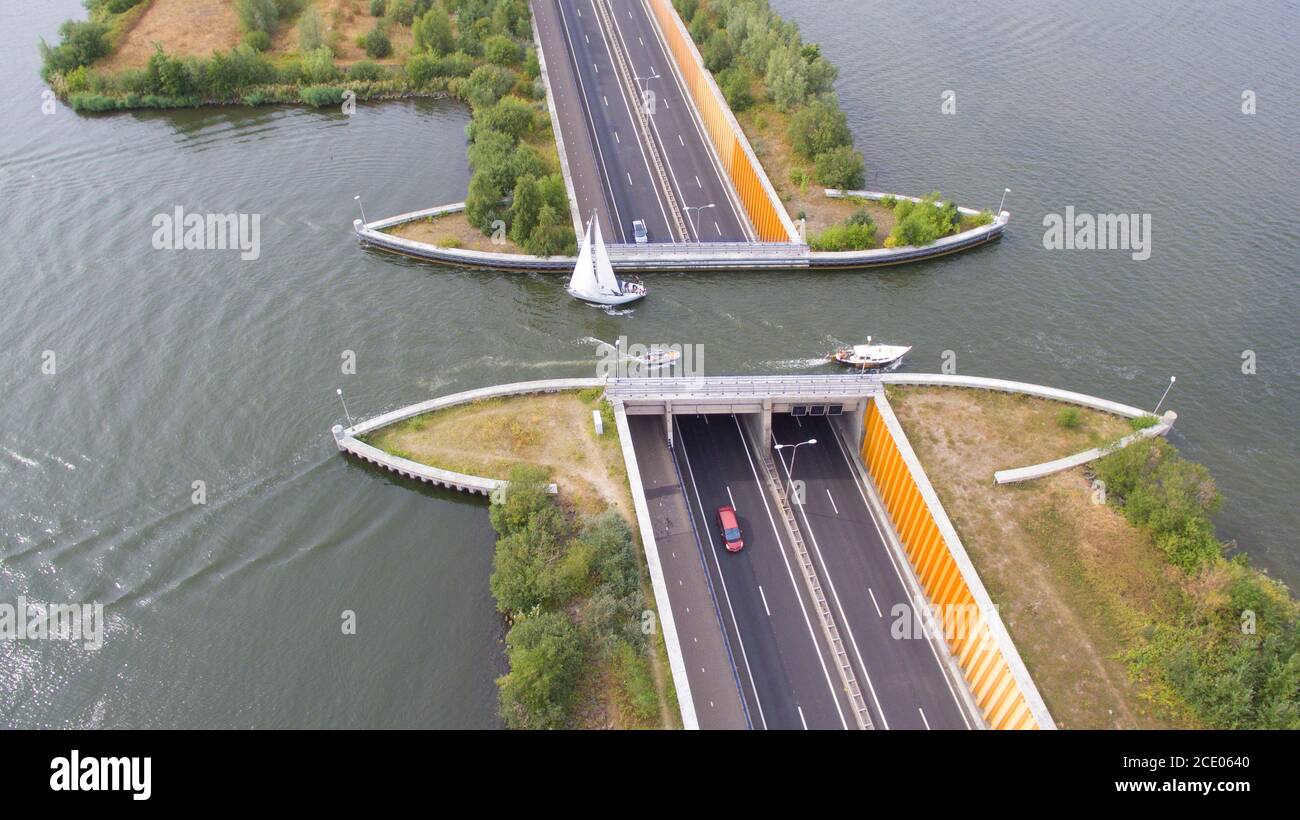 Navigable aqueduct near Harderwijk, the Netherlands Stock Photo
