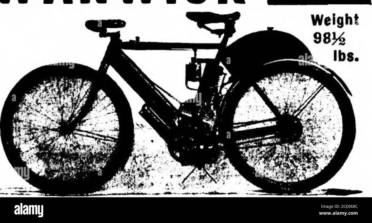 . Scientific American Volume 88 Number 12 (March 1903) . 8 II. P. PRICE #»50All speeds to 30 miles per hour. Will climb any tirade.Write for descriptive catalogues.WALTHAM MFG. CO., - Waltham, Haas. WARWICK MOTORCYCLE. SPEED, 45 MILKS PER HOUR. The best Hill Climbermade. Write for catalogue which gives particulars of MotorCycles and Automobiles. Warwick Cycle & Automobile Co., Springfield. Mass. All varieties at lowest prices. Best RailroadTrack and Wagon or Stock Scales made.Also 100t useful articles, including Sates*8ewing Machines, Bicycles, Tools, etc. SaveMoney. Lists Free. Chicago Scal e Stock Photo