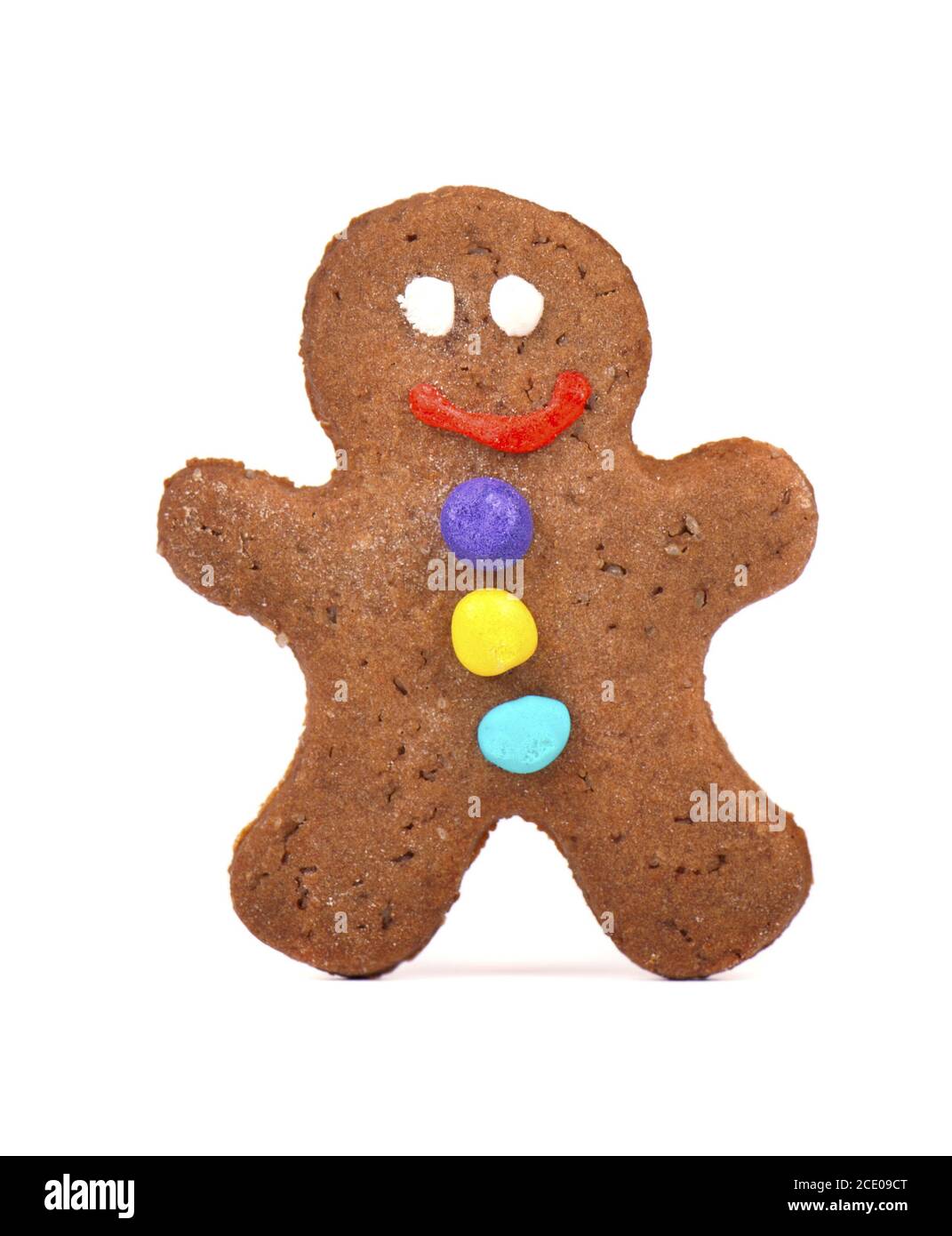 Gingerbread man isolated on white background. Christmas sweetness, ginger snap Stock Photo