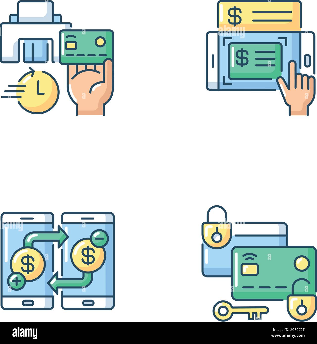 E bank service and security RGB color icons set Stock Vector Image ...