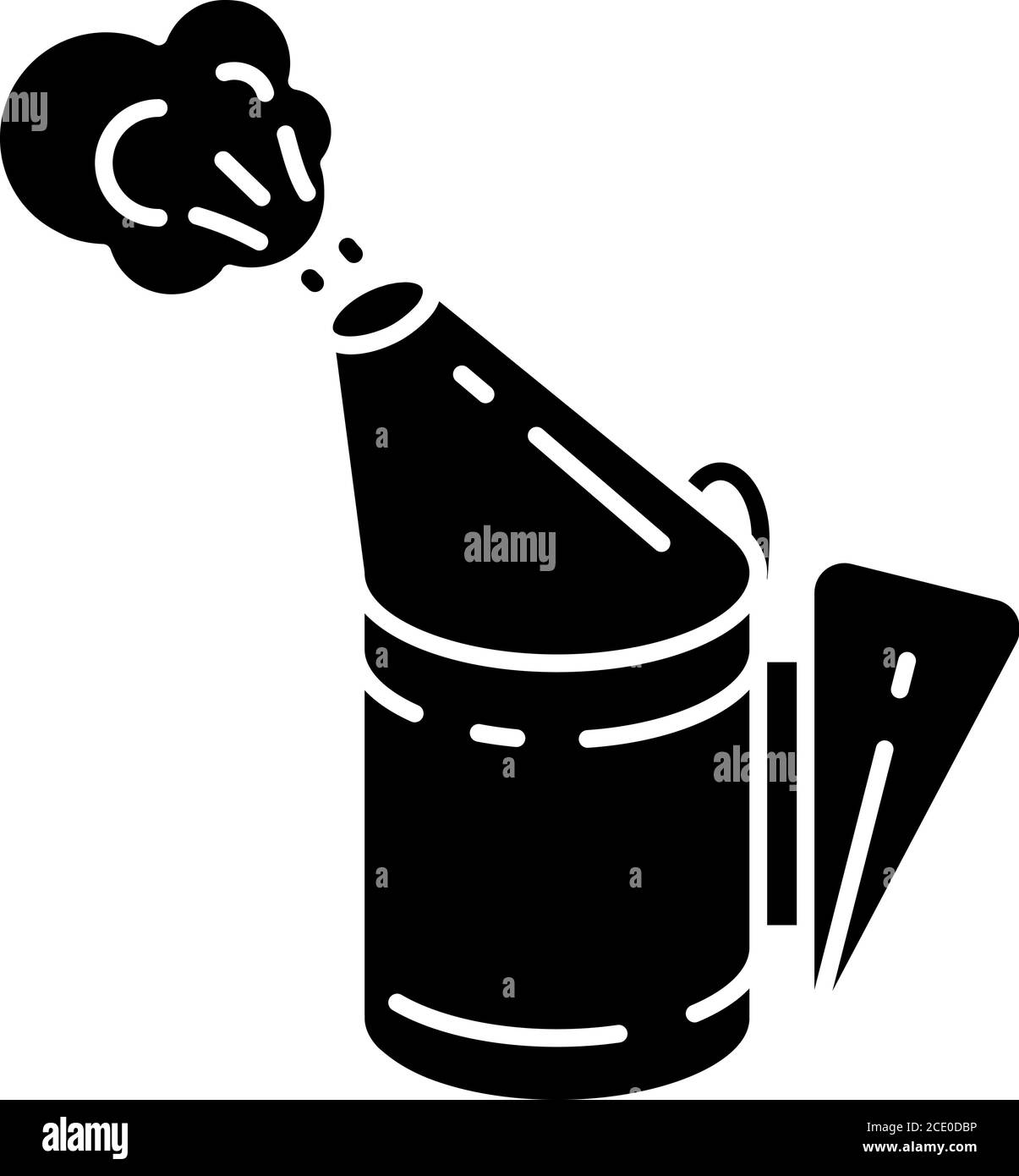 Bee smoker black glyph icon Stock Vector