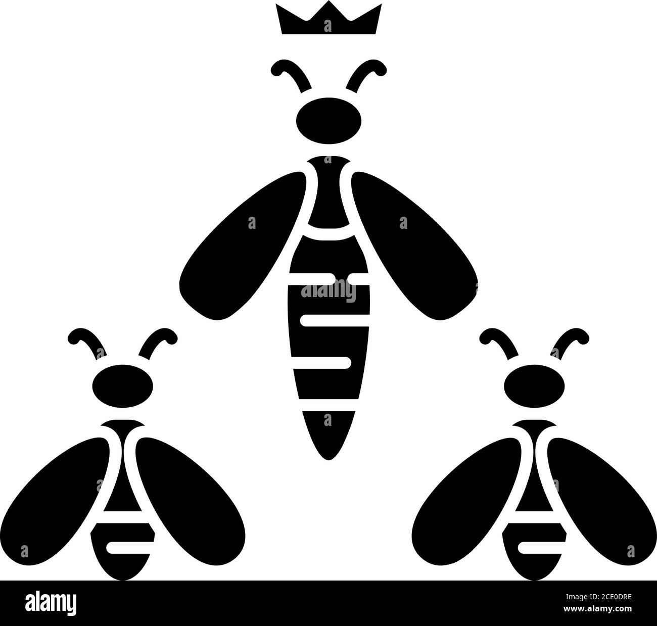Queen bee black glyph icon Stock Vector