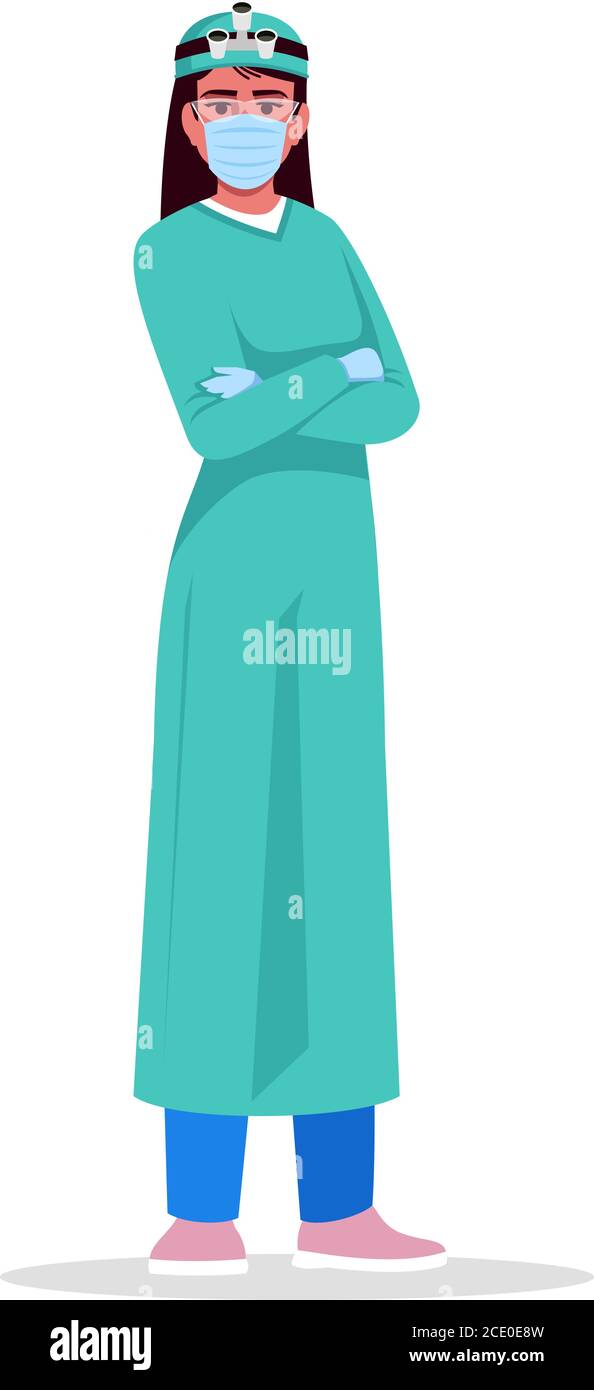 Surgeon semi flat RGB color vector illustration Stock Vector
