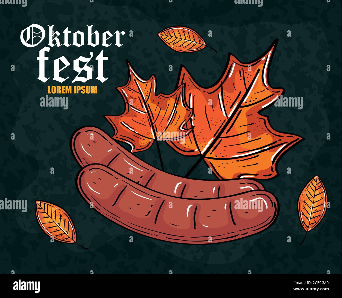 Oktoberfest sausages with leaves vector design Stock Vector Image & Art ...