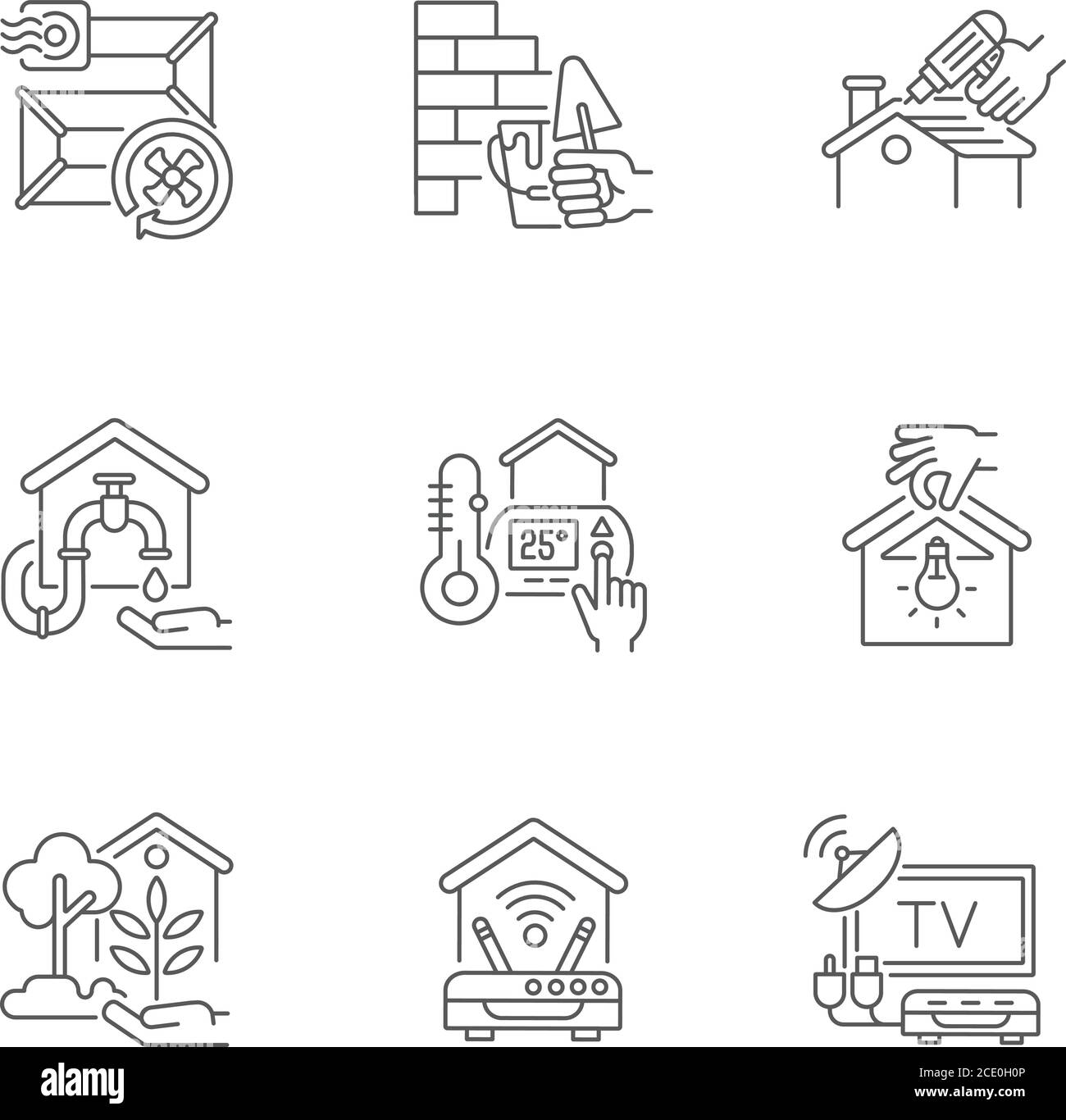 House improvements linear icons set Stock Vector