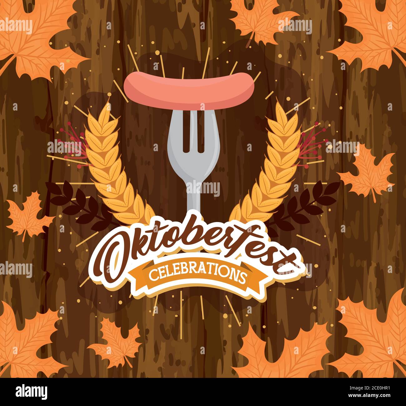 oktoberfest sausage on fork vector design Stock Vector Image & Art - Alamy