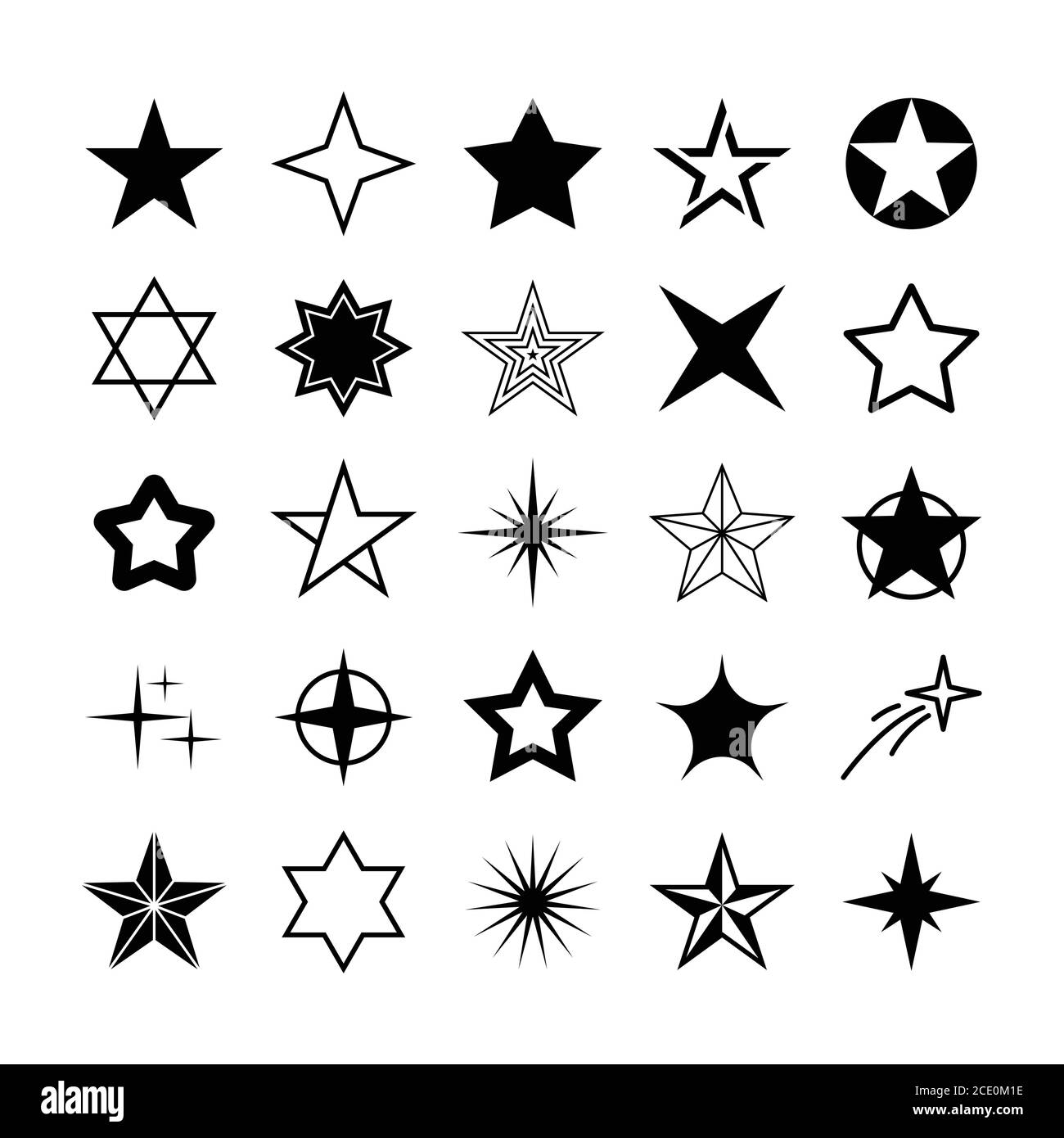 Star icons. Sparkles, shining burst. Vector symbols star isolated on white background Stock Vector