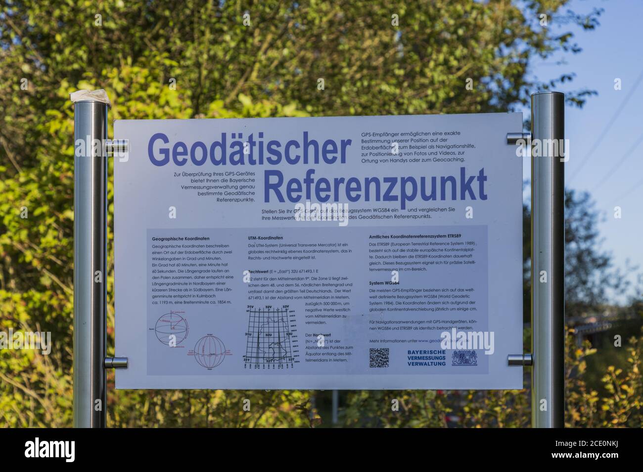 Information board at the geodetic reference point at the confluence of the  Main to check GPS devices Stock Photo - Alamy